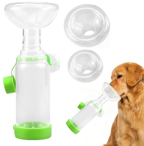 Cámara de Aerosol para Mascotas,Inhaler de Gato Inhaler portátil | Cámara inhalación para Gatos Perros,Espaciador inhalador Mano,máscaras 2 tamaños,con la Respiración y la Administración