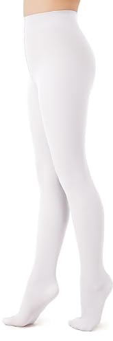 Seidiva Collants Fille Collant Doux Classiques à Pieds 60 DEN, Collants Enfants Unis Semi Opaques pour Danse Ballet École Bas Tous Les Jours, De 4 À 12 Ans, Blanc 146-164