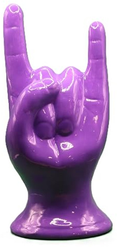 Mano Corna Portafortuna Napoletana , Scultura in Ceramica Rossa o Varie Colorazioni. Amuleto Scaramantico Tradizionale, Soprammobile Decorativo Design Moderno, Idea Regalo (Grande Viola, mod.4)
