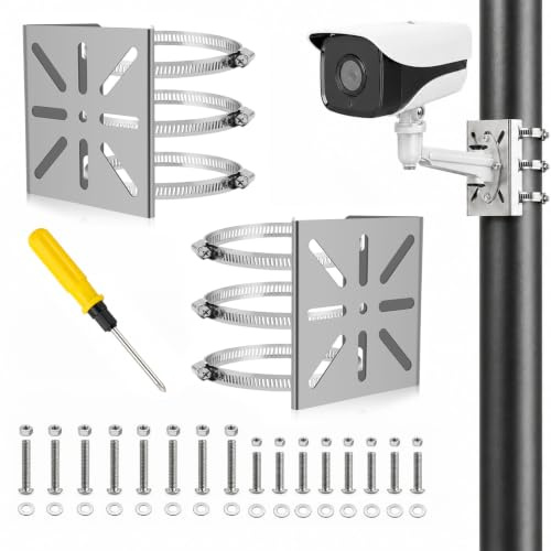 2 Stück Masthalterung Kamera, Edelstahl Rohrhalterung Stangenhalterung | Universelle Kamera Halterung mit 6 Verstellbaren Klemmen, passend für Solar Kamera Outdoor & Satellitenschüssel
