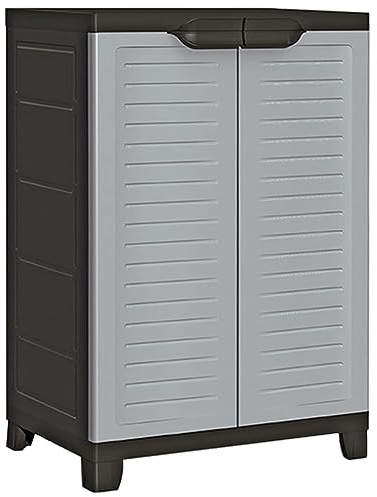 Leasha Armoire de Rangement Jardin, Armoire d'extérieur Basse en Plastique 65x45x97 cm
