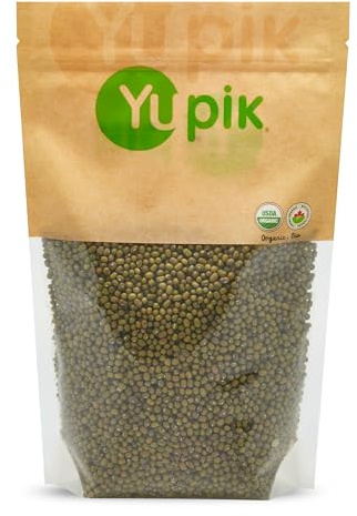 Yupik Organic Mung Beans, 2.2 lb (35.3 oz), USDA Certified, Kosher, Gluten-Free, Dried Legumes, Excellent Source of Protein & Fiber, Perfect for Sprouting, Soups & Salads