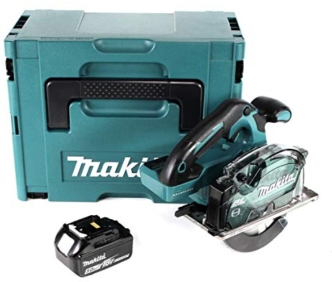 Makita DCS 553 T1J Scie circulaire à main en métal sans fil 18 V 150 mm Brushless + 1 batterie 5,0 Ah + Makpac – sans chargeur