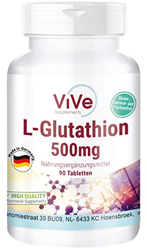 L-Glutathion 500mg - Reduziert - 90 Tabletten - Hochdosiert - Vegan | Qualität aus Deutschland von ViVe Supplements