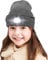 ATNKE Kids LED beleuchtete Mütze mit Licht, USB Wiederaufladbare 4 LED Scheinwerfer wasserdichte Winterwärmer Strick Nachthüte mit leichten Jungen Mädchen/Grey