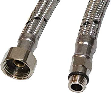 Aumix Lot de 2 paires de tuyaux flexibles tressés M12 (12 mm) x 1,27 cm BSP 9 mm 500 mm d'alésage pour robinet mitigeur monobloc certifié WRAS