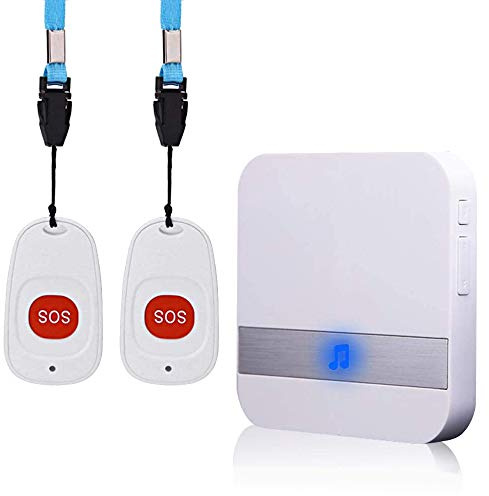 ALEENFOON Home Safety Patient Alert Alarm System Wireless Alarm Emergency Call Button Plug-in Elderly Monitor Caregiver Personal Pager for Elderly Kids (2 to 1 white)