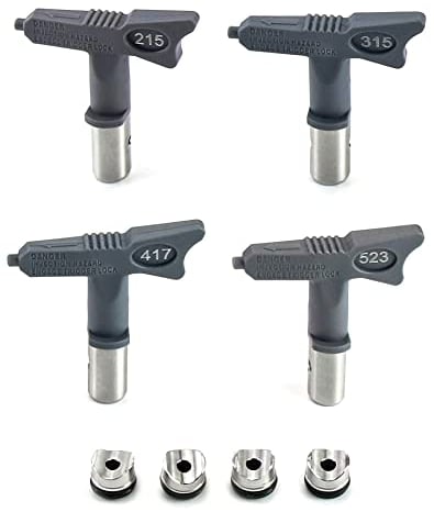 QWORK Boquilla de Pistola de Pintura airless reversible , boquilla de pulverizador de pintura Puntas de boquilla Pistolas de pulverización de pintura sin aire Accesorios , 215, 315, 417, 523