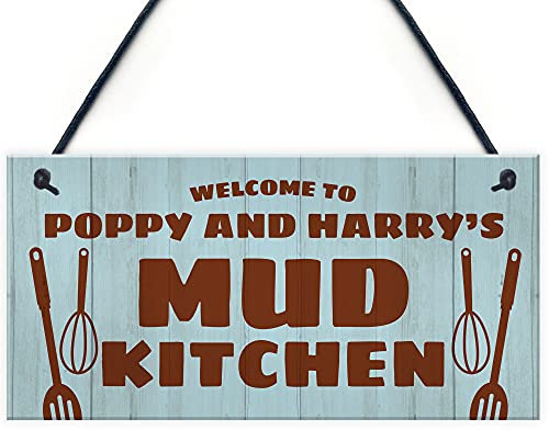 RED OCEAN Mud Kitchen Personalised Hanging Garden Sign Play House Decor Signs School Gifts For Daughter Son