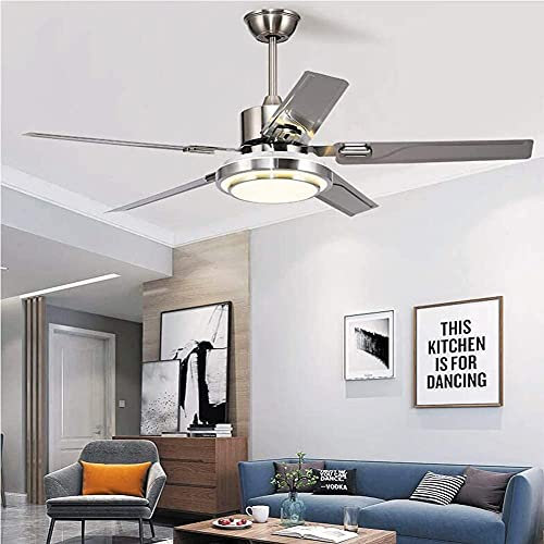 WHYIN 42 Inch Modern Ceiling Fan with LED Lights and Remote Control, Silent Motor Fans with 5 Stainless Steel Blades Three speeds and Three Color Changes Chandeliers Lighting Fixture