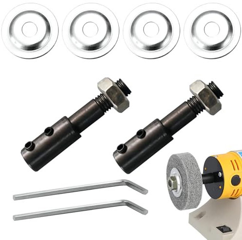 Motcoda Shaft Arbor Extender 1/3 to 3/8 Motor Arbor Adapter Bench Grinder Extension Shaft Threaded Shaft Backing Kit for Polisher Sander Polishing Grinding Buffing Wheel Rotary（1 Left + 1 Right