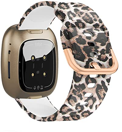 SeNool Armband Kompatibel mit Fitbit Versa 3 / Sense, [Premium Silikon Ersatzbänder], Uhrenarmband Kompatibel mit Fitbit Sense/Versa 3 - Leopard