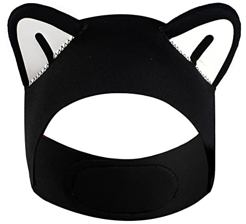 Diving Headband Cat Ears Swimming Headband for Women Kids, 2mm Neoprene Wetsuit Hood - Keeping Water Out - Hold Earplugs in - Secure Ear Plugs for Scuba Dive Snorkeling Swimming Surfing (Black)