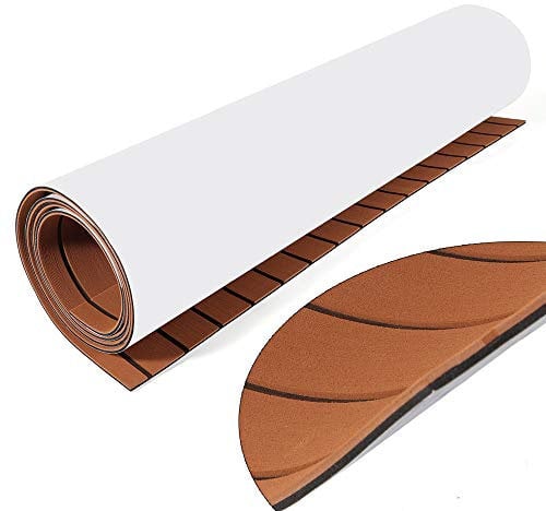 KOLHGNSE 240x90cm Teak Eva Schaum Boot Yacht Bodenbelag-Matte Deck Teppich Selbstklebend für den Einsatz auf Bootsdecks, Wohnmobilen, Yachten, Schwimmdocks (Braun+Schwarz)