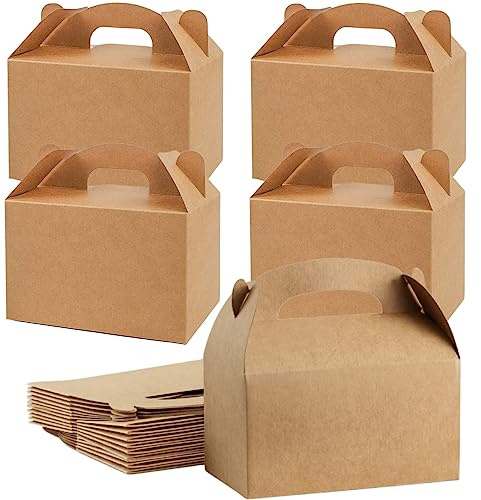 24 Pack Kraft Party Favor Treat Boxes Thickened Paper Gift Box Candy Snack Goodie Bag Gift Wrapping Box DIY Blank Box for Birthdays Wedding Holiday Baby Shower Graduations
