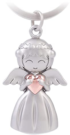GZXYA Schutzengel Schlüsselanhänger Glücksbringer Anhänger, Engel mit Herzen für Prüfungen oder Auto, geeignet als Geschenke für Frauen, Freundin, Kollegen. (1275 Roségold)