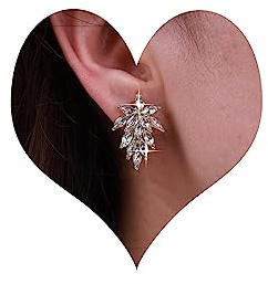 Inateannal Vintage Kristall Blatt Ohrringe Blatt Cluster Cz Ohrringe Gold Strass Blatt Tropfen Ohrringe Funkelnde Cz Hochzeit Ohrstecker Schmuck Für Frauen Und Mädchen