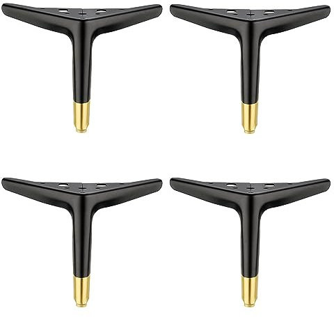 4 Möbelbeine,Moderne Dreieckige Metall Möbelfüße,Metall Möbelbeine,Dreieck Möbelbeine DIY Ersatz für Schrank Beine,für Couch Stuhl Ottomane Füße,mit Schrauben (25cm/9.84in,Black Gold)
