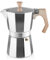 wedrink Cafetera de espresso de 6 tazas, cafetera de espresso italiana moca, cafetera de espresso de 300 ml, mango de madera antiquemaduras, olla moca de aluminio, color plateado