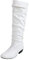 Fucouture Stivali lunghi da donna in pelle torbata con fiocco posteriore tacco spesso stivali lunghi coscia stivali alti per le donne senza tacchi in pelle, bianco, 41.5 EU