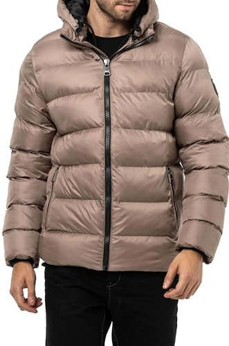 Cipo & Baxx Herren Jacke Steppjacke Kapuzenjacke Basic CM224 Beige L