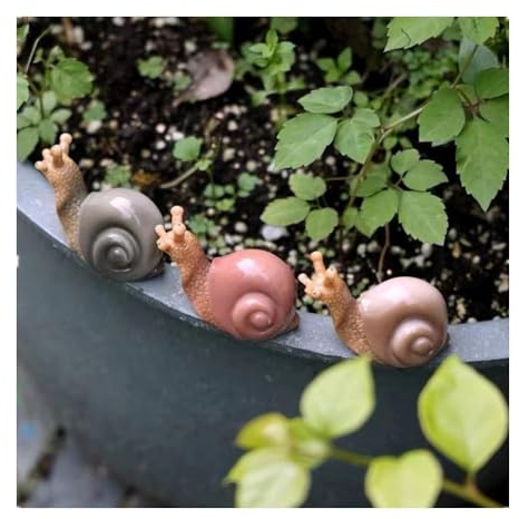 Super Idee Deko Schnecken 3er Set Dekoschnecke Weinbergschnecke mit lebensechtem Haus Wohndeko Gartendeko Wohnzimmerdeko Geschenkidee Gartenfigur Zaunfigur Feenhaus