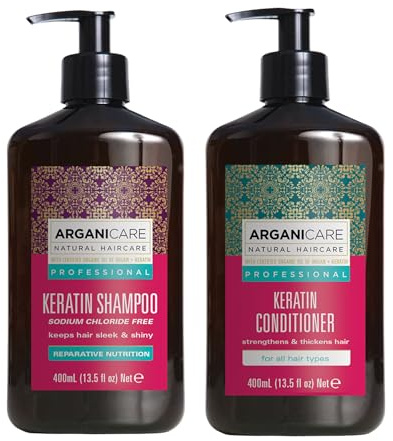 Arganicare | Collagen Leave-in Conditioner | Pflege für feines, brüchiges & geschädigtes Haar | Fülle & Glanz | Ohne Ausspülen | 400 ml