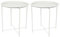 Harbour Housewares Round Tray Tables with Removable Trays - Pack of 2 - Matte White Steel Bed Side Table Raised Lip Serving Board Compact Collapsible Folding Table for Bedroom, Home and Office
