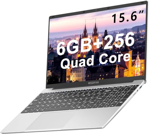 WOZIFAN Ordinateur Portable 15,6 J4105 (processeur 4 cœurs) Up to 2,8 GHz Win 11 Notebook 256 Go SSD Extension 1 to Ordinateur WiFi 1080 FHD BT4.2 USB Mini Souris sans Fil et Protection Clavier