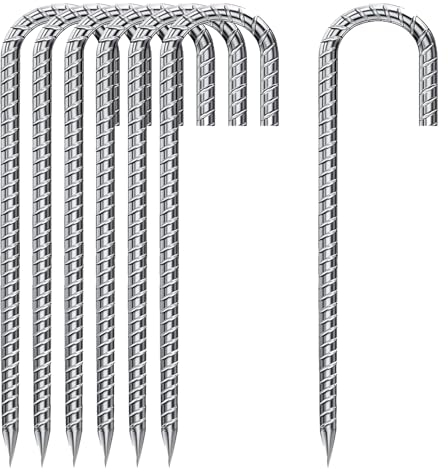 6 Piezas Estacas de Acero para Suelo, Clavijas de Anclaje al Suelo 30 cm, Galvanizados Estacas de Suelo, Piquetas para Tienda de Campaña, Tiendas de Campaña, Vallas, Marquesinas