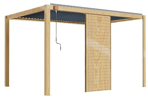 Oviala Bioklimatische Pergola, freistehend, 3 x 4 m, aus Holz, mit 1 Claustra