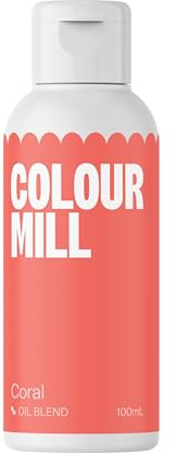 Colour Mill Oil Blend Lebensmittelfarbe Ölbasis, Coral, 100 ml | Hochkonzentriert, Leuchtende Farben, Geeignet für Buttercreme, Schokolade, Kuchenteig, Ganache und Zuckermassen