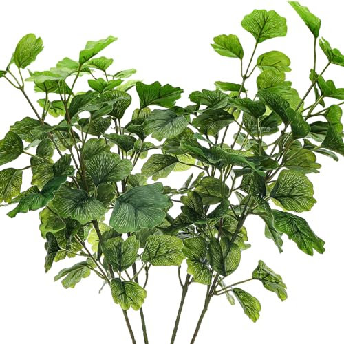 Gresorth 74cm Künstliche Gingko Blätter Verzierung Gefälschte Grün Zweigstelle Anzeige Realistisch Faux Pflanze Blumenstrauß Dekoration Heim Tabelle 4 Stück