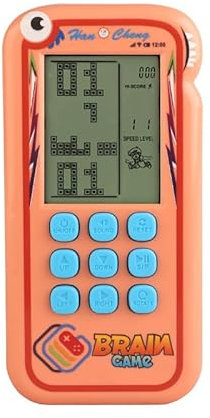 TAQY Console di Gioco a Blocchi Carina Oltre 2500 Livelli Giochi Elettronici Mattoncino/Corse/Carro Armato Console di gioco Tascabile Retrò Ricaricabile Regali per Bambini Giocattoli Puzzle (Orange)