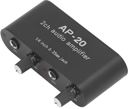 Zweikanal-Tonverstärker, 0 Bis 20 DB Verstärkungsvorverstärker für Mikrofoninstrumente DC 5 V-12 V mit Symmetrischem Eingang, Verstärker aus Aluminiumlegierung, Betriebsfrequenz
