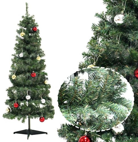 1.5M Christmas Tree,Green Branches Artificial Tree Christmas Decoration with Christmas Balls, Small Christmas Tree 283 Tips Xmas Ornament for Indoor Outdoor Holiday Addition