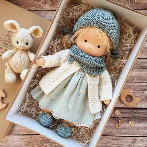 Generisch 30cm Handgefertigte Waldorfpuppe, Handmade Waldorfdoll, Stoffpuppe Mädchen, Handgefertigte P Uppen, Plüschpuppe Mädchen, Mädchenpuppe Kuscheltier Taufgeschenke