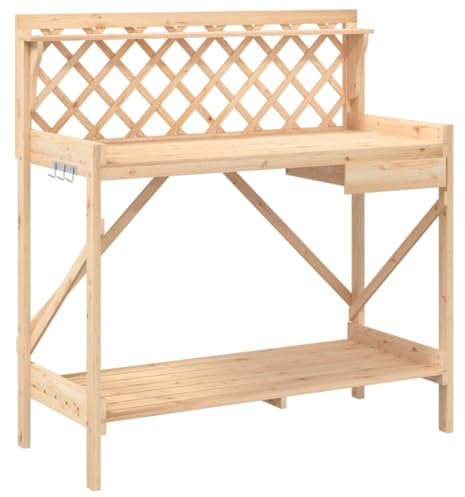 Genérico Wenjingqi-368428 Banc pour pots de fleurs avec treillis en bois massif de sapin