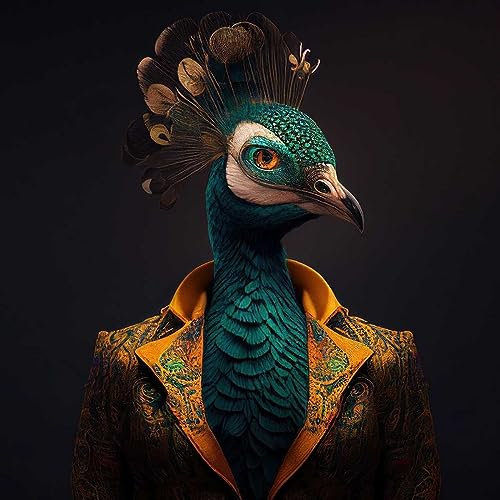 Ceanothe Tableau sur verre paon humain 45x45 cm - Impression Image Haute Définition Pour Décoration Murale avec Finition Brillante Fabriqué en France