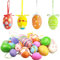 AONAT 50x Ostereier zum Aufhängen,Bunte Plastik Eier Osterdeko aus Kunststoff mit Seil Basteln,Eier bemalt für Kinder Schule Home Partybedarf Geschenke Größe: 6 cm