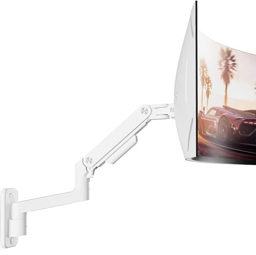 ARES WING Ultrawide Soporte Monitor Pared para Pantallas de 17 a 49 Pulgadas PC y TV, Brazo Monitor Pared con Resorte de Gas Ajustable, Inclinación y Giro, Load 2-20kg,VESA máx 100x100 mm