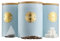 Cooks Professional 3 Piece Ribbed Tea, Coffee, & Sugar Cannisters with Air-Tight Bamboo Lids | Stainless Steel Kitchen Storage Bin Set | Modern & Stylish | Blue & Gold