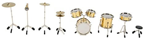 RespireFinem 8 PCs Mini Drum Kit Modell Metall Attraktiv dekorative Dollhouse Instrumente Modell für Dekoration Ornamente ideal für die Dekoration von Haus- und Büroschreibtisch