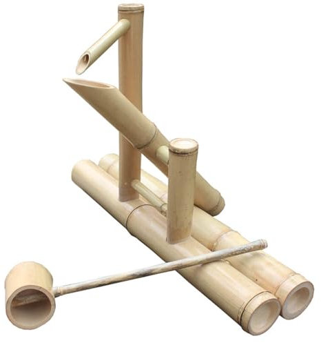 JTWWDM Fontaine Décorative en Bambou pour Jardin Zen, Fontaine en Bambou Lisse, Bec Réglable avec Pompe, Idéale pour L'intérieur et L'extérieur