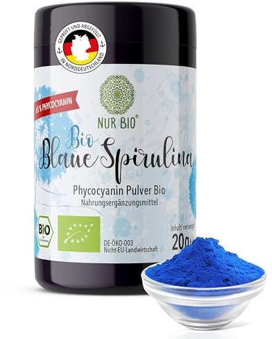 NUR BIO Bio Blaue Spirulina 65% Phycocyanin blaue Lebensmittelfarbe 20g