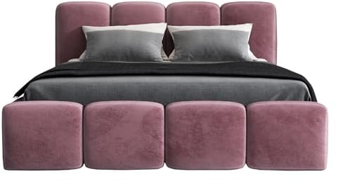 A&J MöbelLand Polsterbett 120x200 mit Bettkasten und Lattenrost – DONA-OM, Bett mit Stauraum in Rosa ohne Matratze