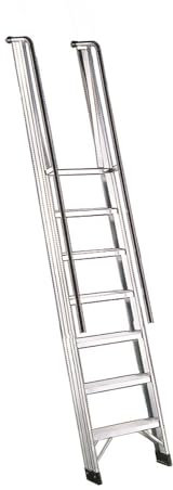 Svelt Scala Professionale d’Appoggio con Corrimano e Guardacorpo – 7 Gradini Piani Antisdrucciolo, Inclinazione 68°, Alluminio Estruso – Certificata UNIEN131 / D.Lgs. 81/08 (7 Gradini)