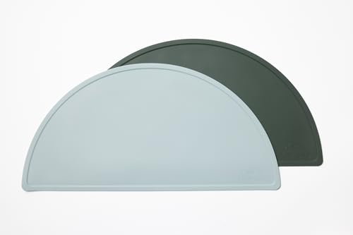 kindsgard Silikon Tischset – 2er Set rutschfeste Platzdeckchen für Kinder – BPA-frei, pflegeleicht & spülmaschinenfest – Flexible Tischunterlage aus hochwertigem Silikon (Oliv & Mint)
