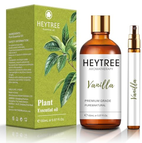 HEYTREE Vanille Ätherisches Öl 150ml - Warmes und beruhigendes Aromatherapieöl zur Entspannung, für Kerzen- und Seifenherstellung, Massage und DIY