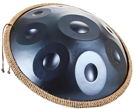 Handpan Music Instrument Handpan Drum 440 Hz 9/10/12 Töne 56cm Steel Hand Pan Mit Ständer, Tasche Schlägeln für Anfänger, Profis, Musiktherapie(Blau,10-Noten)
